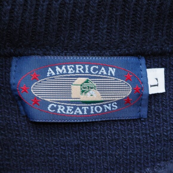 American Creations Vintage Patriotic USA Flag Knit Sweater Men’s L Made in USA - Picture 5 of 9